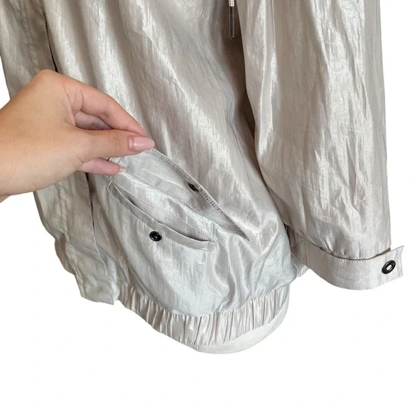 Chico’s Metallic Silver Windbreaker / Waterproof Jacket - Picture 5 of 14